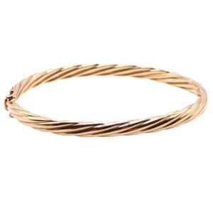 Vintage 14kt Yellow Gold Cable Twist Bangle Bracelet 7.25"